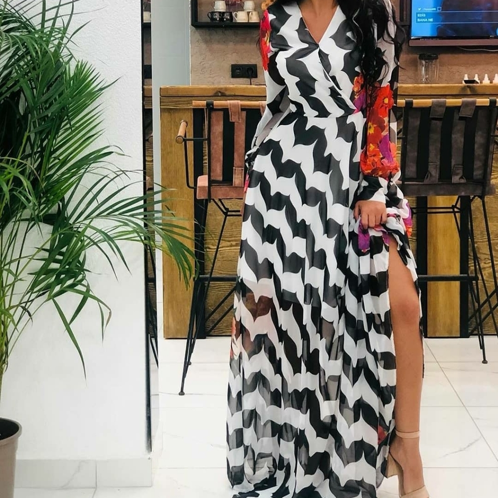 ☘BEAUTIFUL FLORAL & STRIPED MAXI SUMMER DRESS 6☘